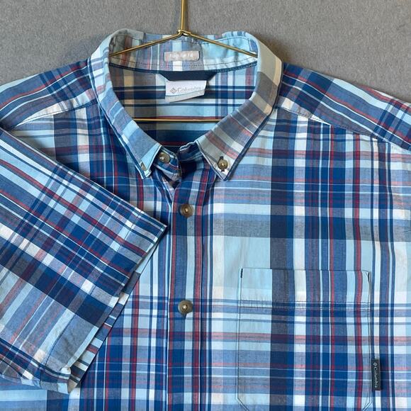 Columbia Mens Regular Fit Short Sleeve Plaid Button Up Shirt Size Large - Picture 3 of 6